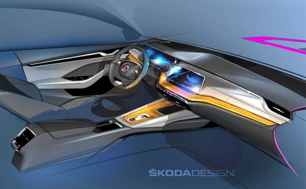 Skoda teases us with a sketch image of the 2020 Octavia interiors.