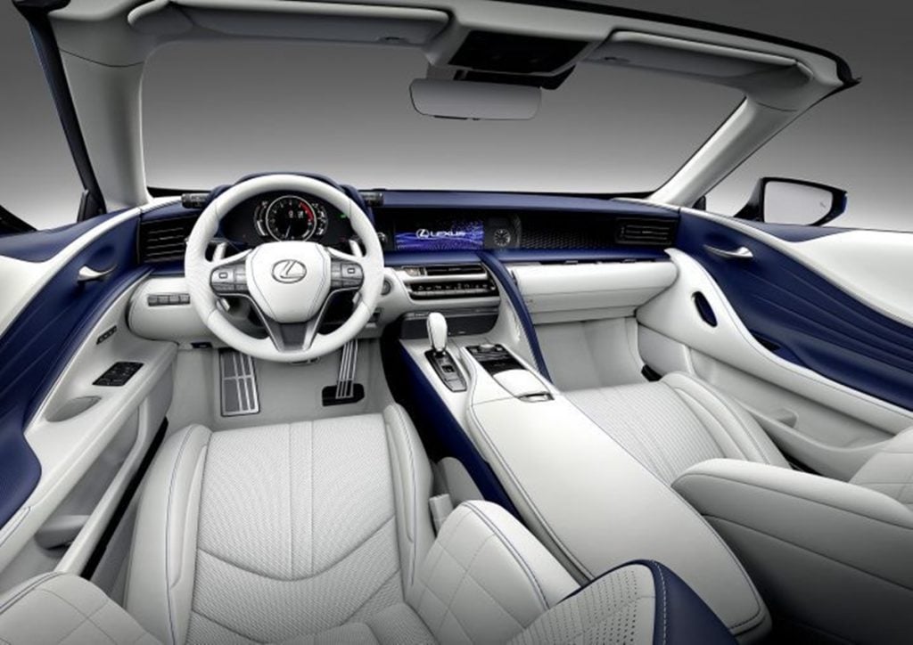 The white and blue interiors is limited to just 100 units in the LC 500 Convertible Inspiration Series 