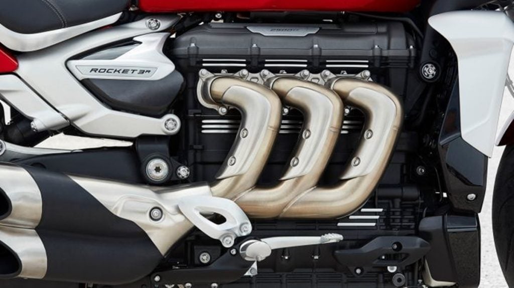 Triumph Rocket 3 is powered by a massive 2,500cc, liquid-cooled engine.