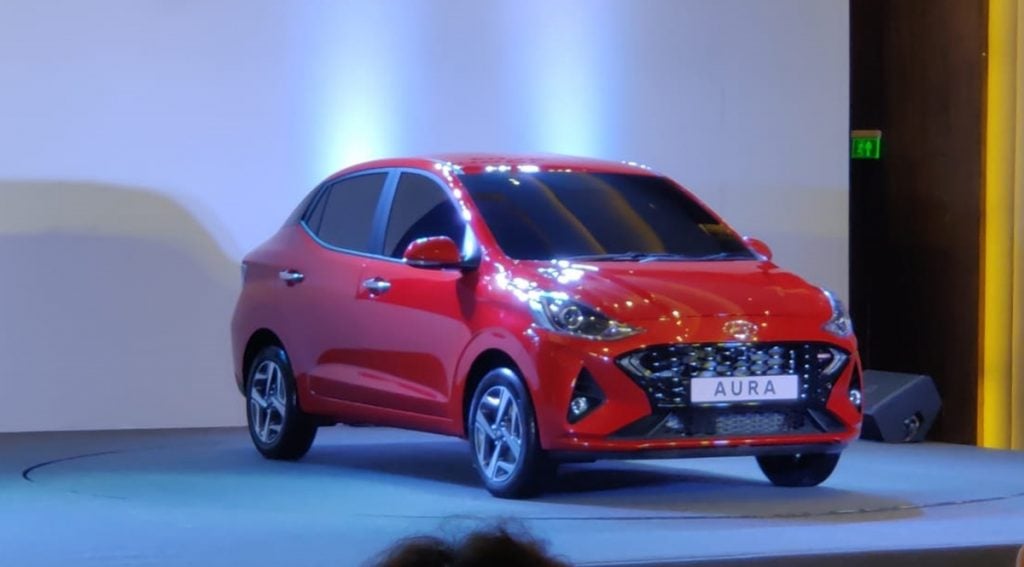 Hyundai Aura at its unveil a few days ago. 