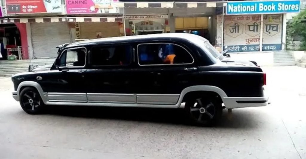 This Hindustan Ambassador has been modified into a limousine