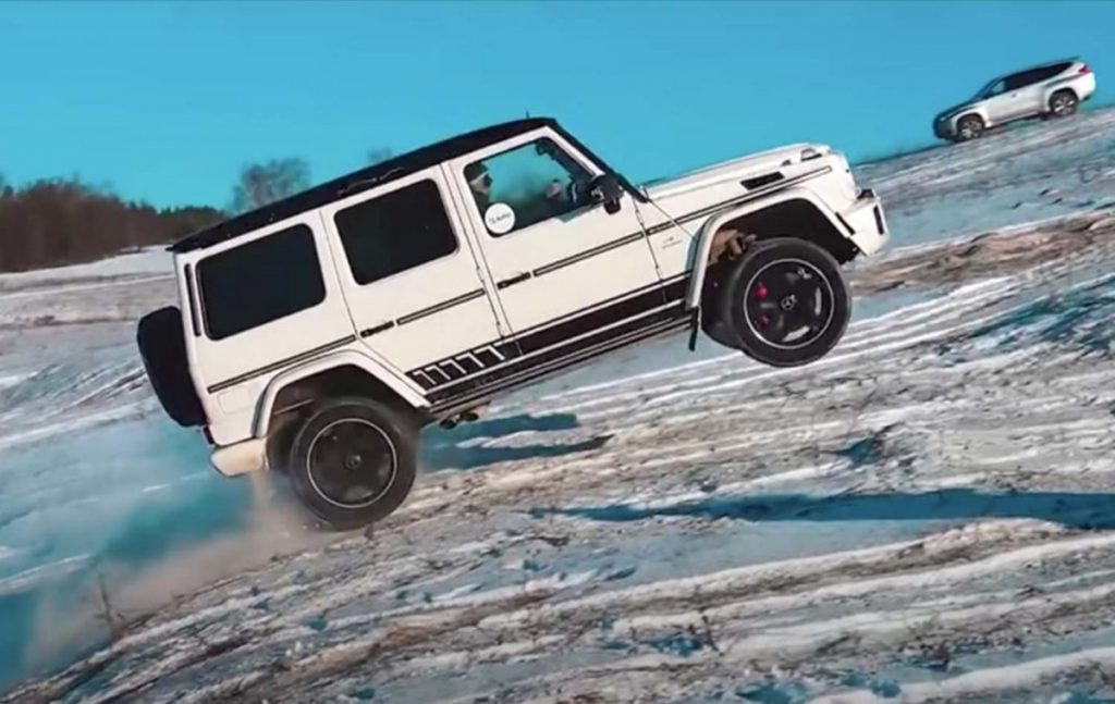 Watch a Mercedes G 63 AMG do crazy things on ice. 