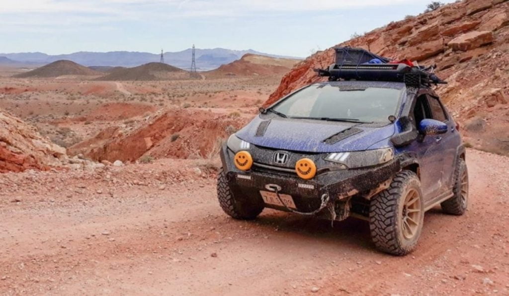 This Honda Jazz has been beautifully modified into a rugged off-roader. 