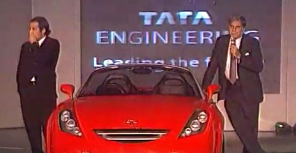 This is the Tata Aria concept, a two-door, two-seater converticle concept from the Auto Expo 2000. 