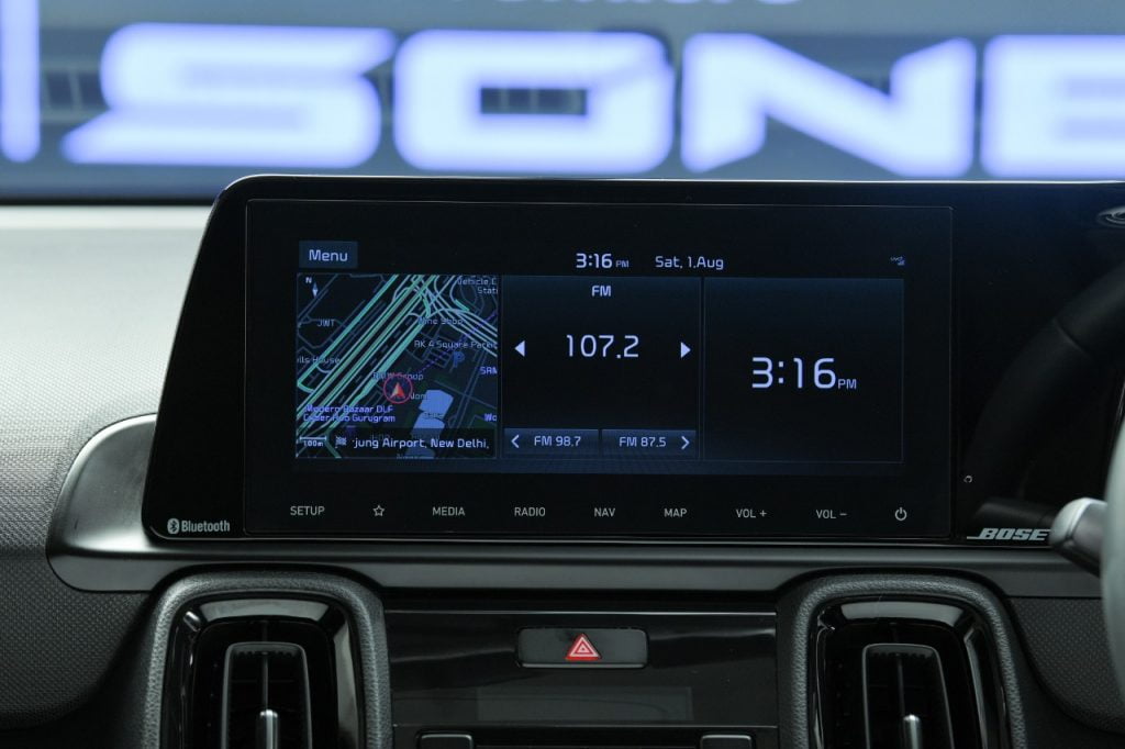 The 10.25-inch touchscreen is the largest in the segment and a direct lift from the Seltos. 