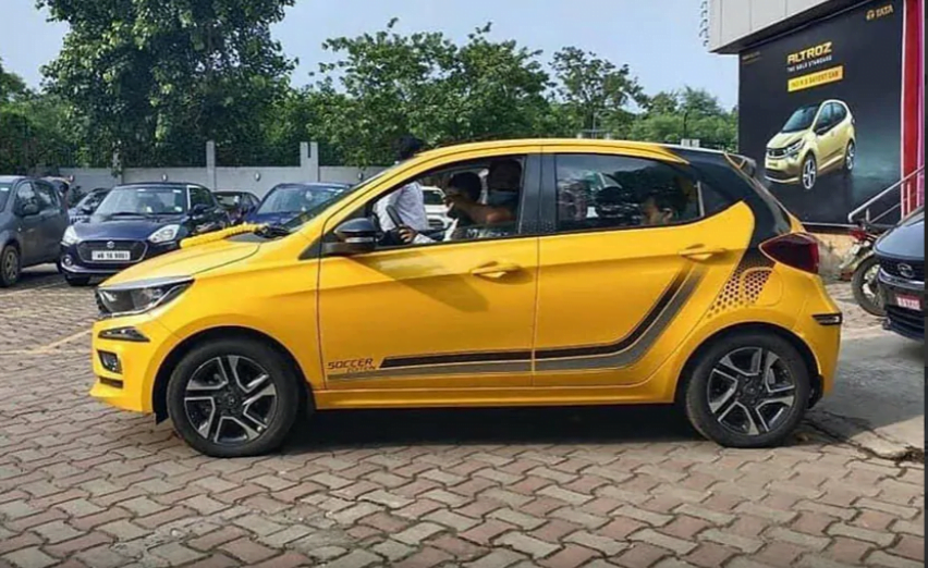 New Tata Tiago Soccer edition spotted at a dealership. More Tiago special editions to come your way. 