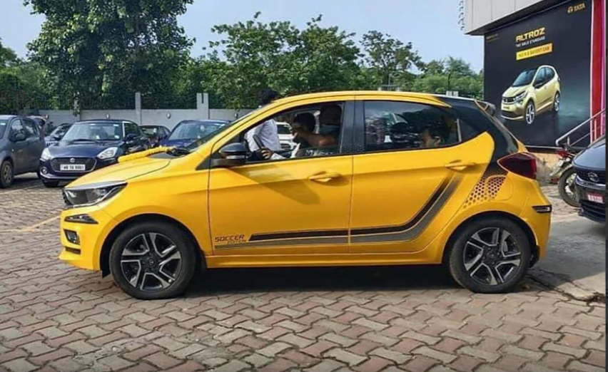 New Tata Tiago Soccer edition spotted at a dealership. More Tiago special editions to come your way.