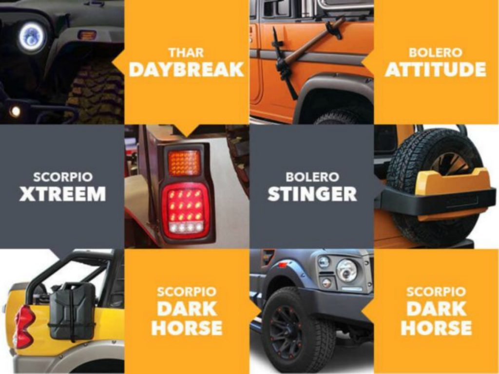 There are various packages to chose from for SUVs like the Thar, Scorpio and Bolero. 