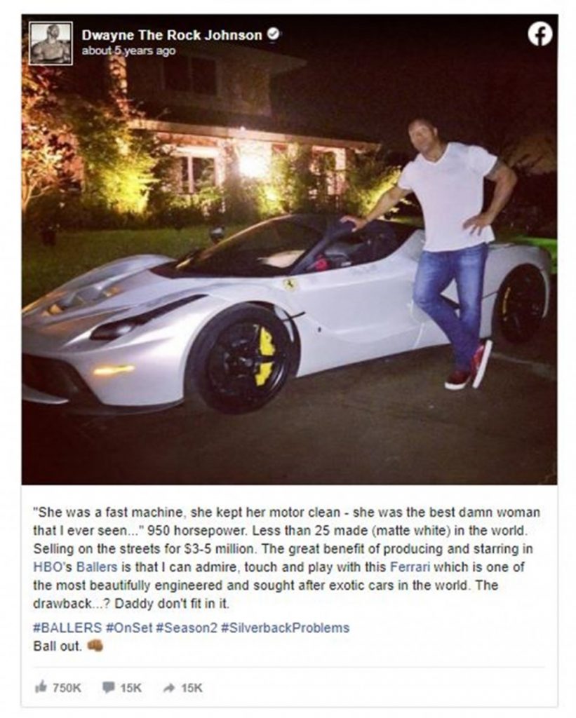 Back in 2015, when Dwayne was shooting for the HBO series Ballers, he had a similar problem of fitting inside a Ferrari LaFerrari.