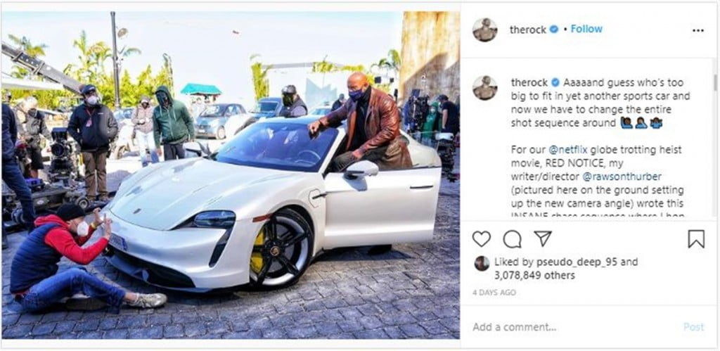 It turns out that Dwayne 'The Rock' Johnson, one of the highest-paid Hollywood action stars, can't fit into a Porsche Taycan.