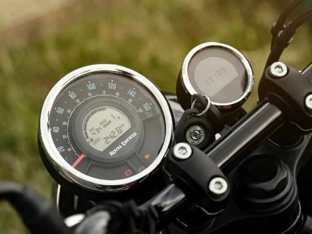 The new Meteor 350 also features smartphone connectivity via Bluetooth, a first for any Royal Enfield motorcycle.