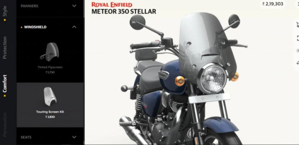 Le pare-brise de tourisme fait partie des accessoires les plus utiles de la nouvelle Royal Enfield Meteor 350. 