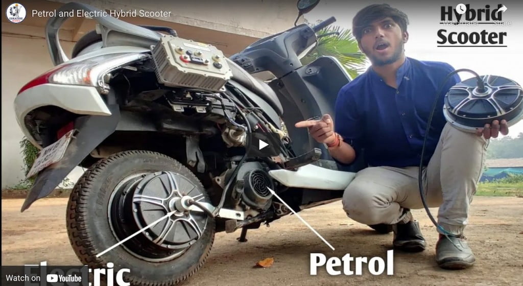 Honda Activa Modified Into Petrol+Electric in Just 4 Hours!