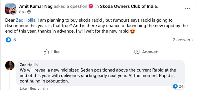 new skoda rapid launch date Zac hollis