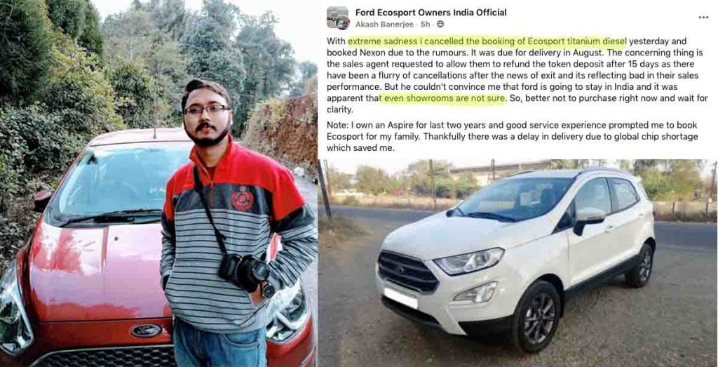 ford aspire owner cancels ford ecosport booking