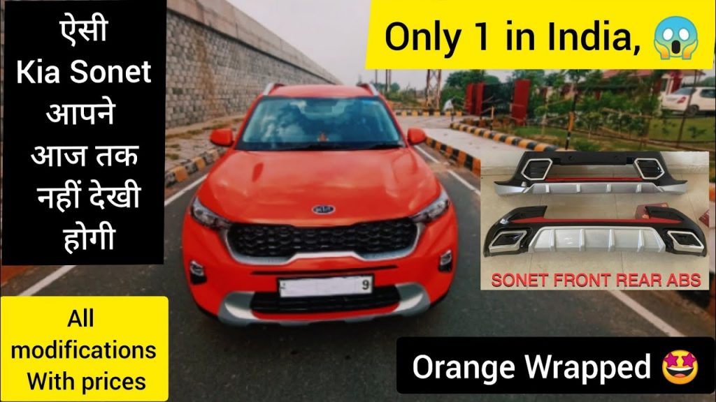 kia sonet orange wrap front view