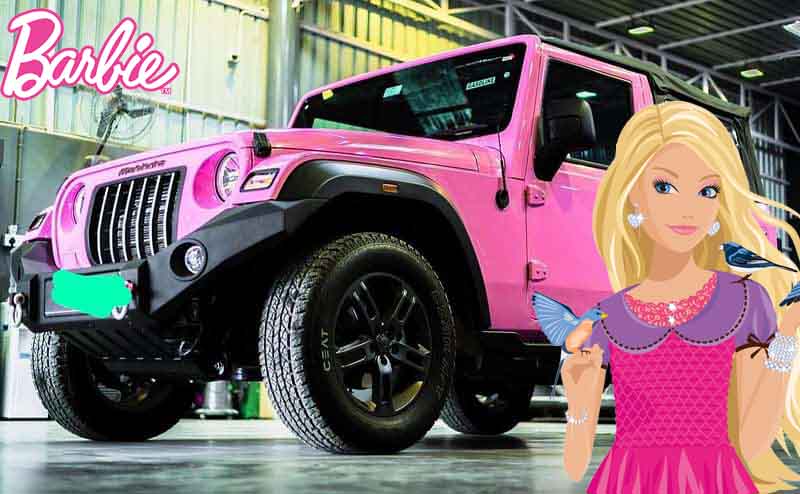 modified mahindra thar barbie edition images front three quarters