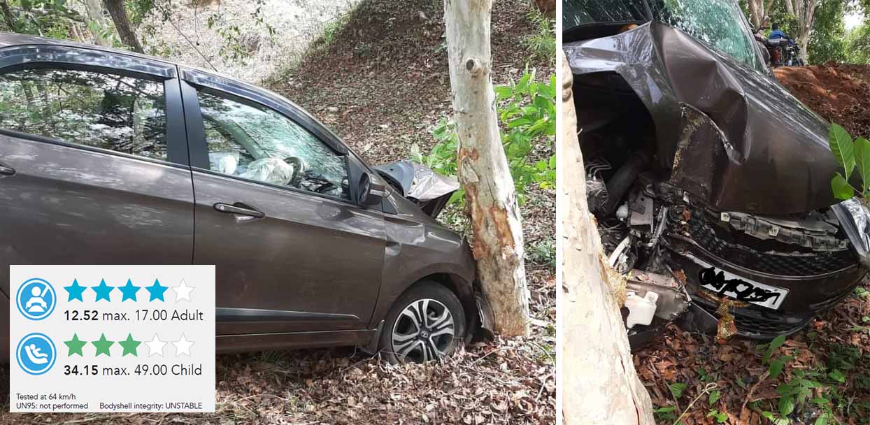 tata tiago accident 4-star wheel wobble