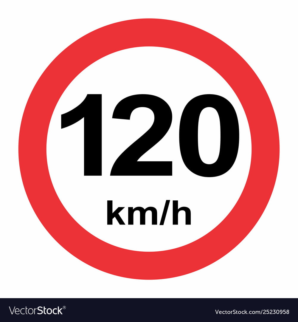 Illustration of Speed limit 120 kmh traffic sign on white background