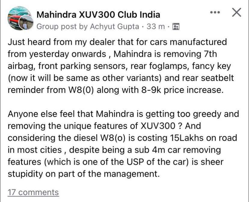 XUV300 Features Top Variant