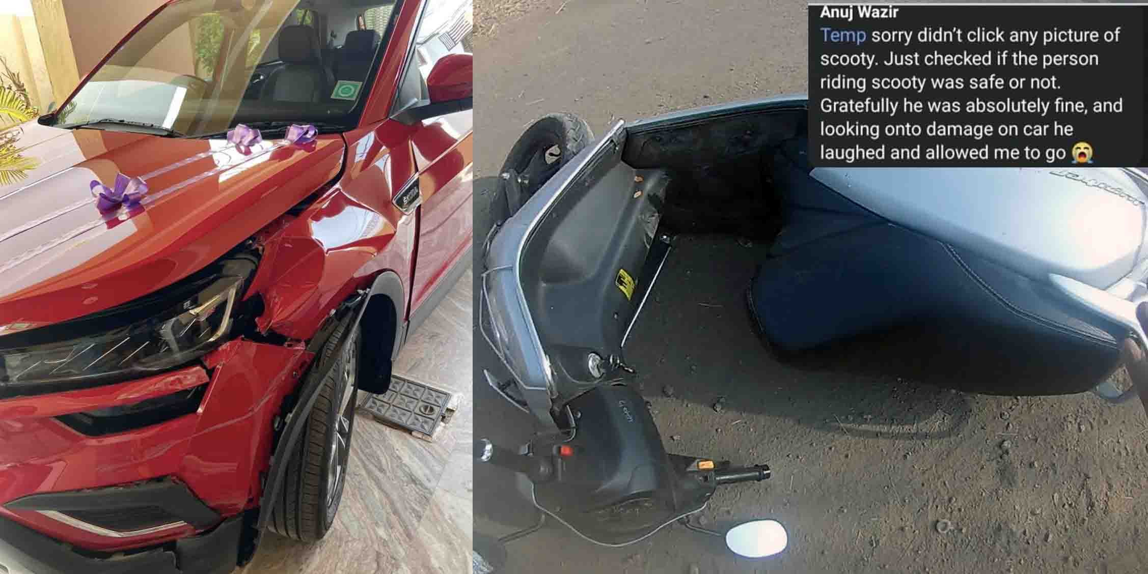 skoda kushaq scooty accident images