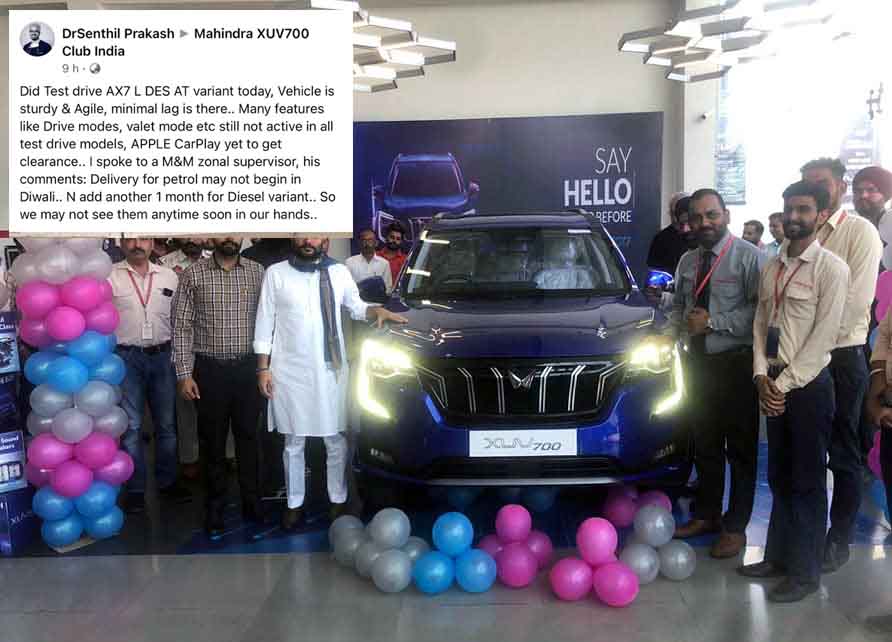 mahindra xuv700 dealership delivery