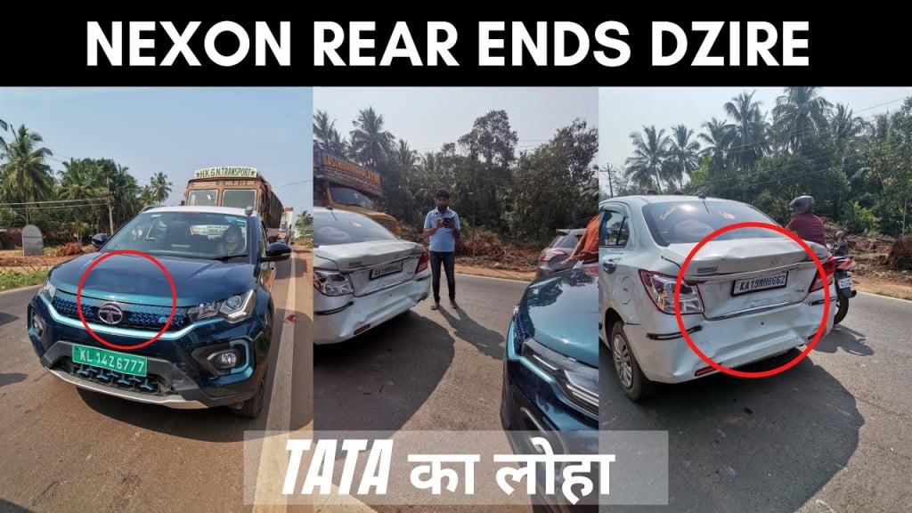 tata nexon ev maruti dzire accident