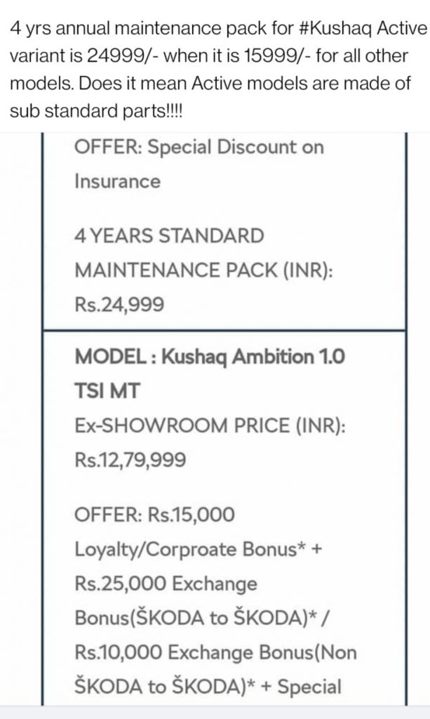 Kushaq Base Model Maintain