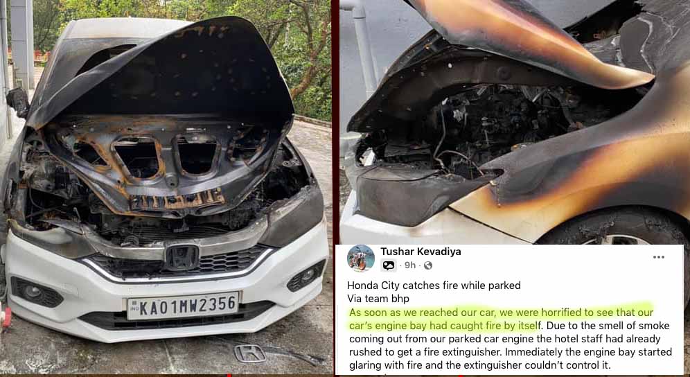 honda city catches fire month old