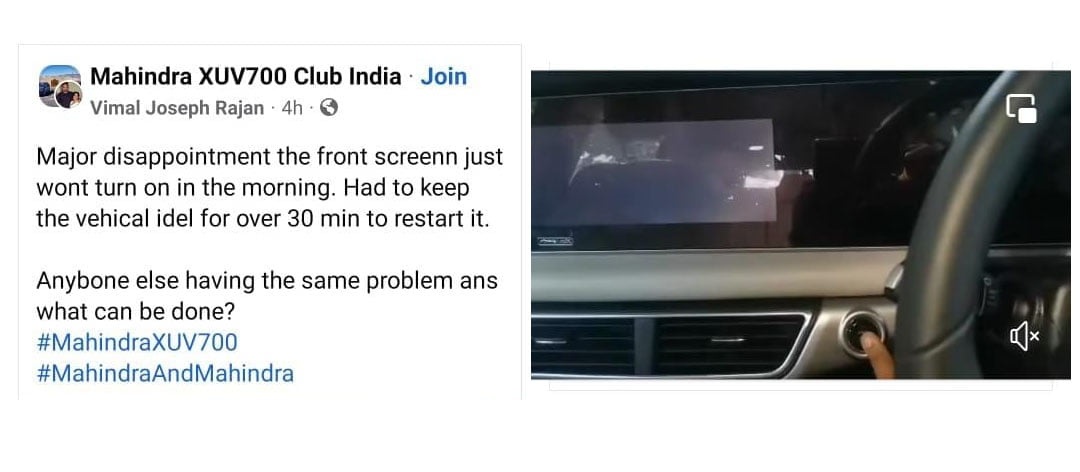 New Mahindra XUV700 Users Facing Touchscreen Malfunctions
