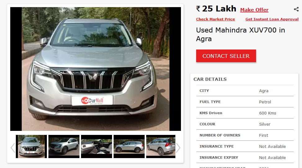 200 km Old Mahindra XUV700 on Sale, Rs 3.5 Lakh Costlier Than New