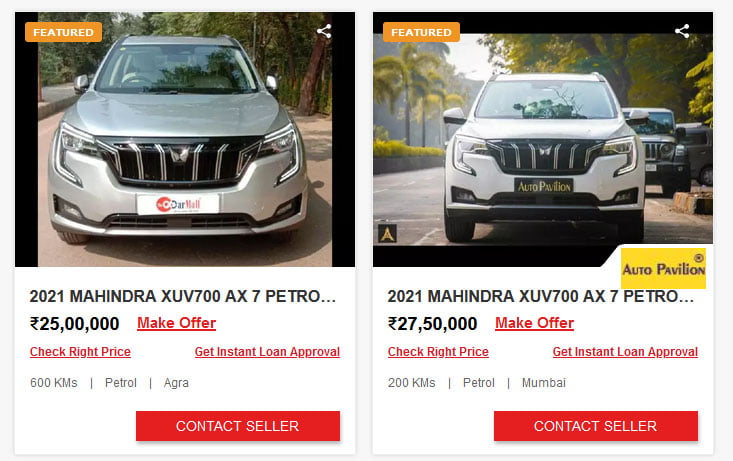 200 km Old Mahindra XUV700 on Sale, Rs 3.5 Lakh Costlier Than New