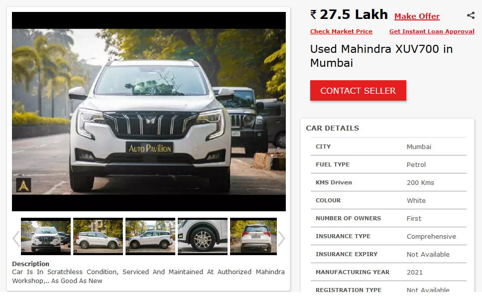 200 Km Old Mahindra Xuv700 on Sale Rs 35 Lakh Costlier Than New