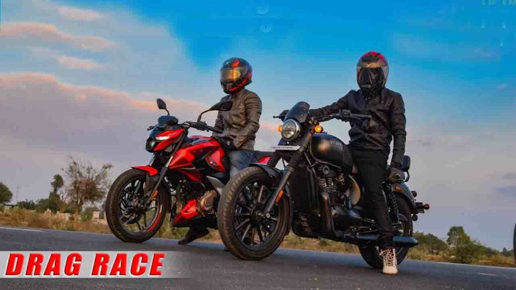 bajaj pulsar n250 vs yezdi roadster drag race