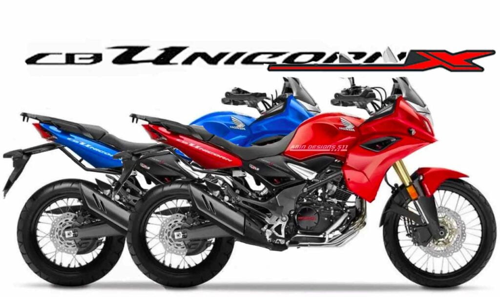 honda cb unicorn-x image side profile red blue