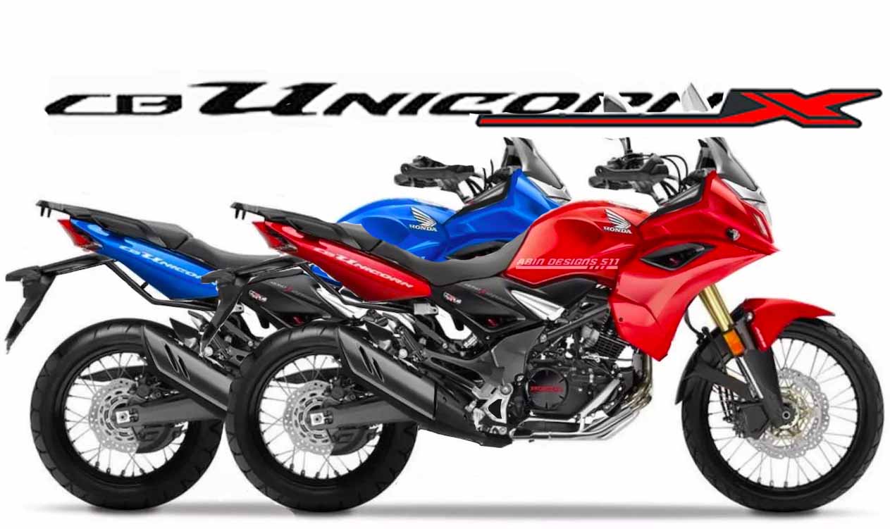 honda cb unicornx image side profile red blue