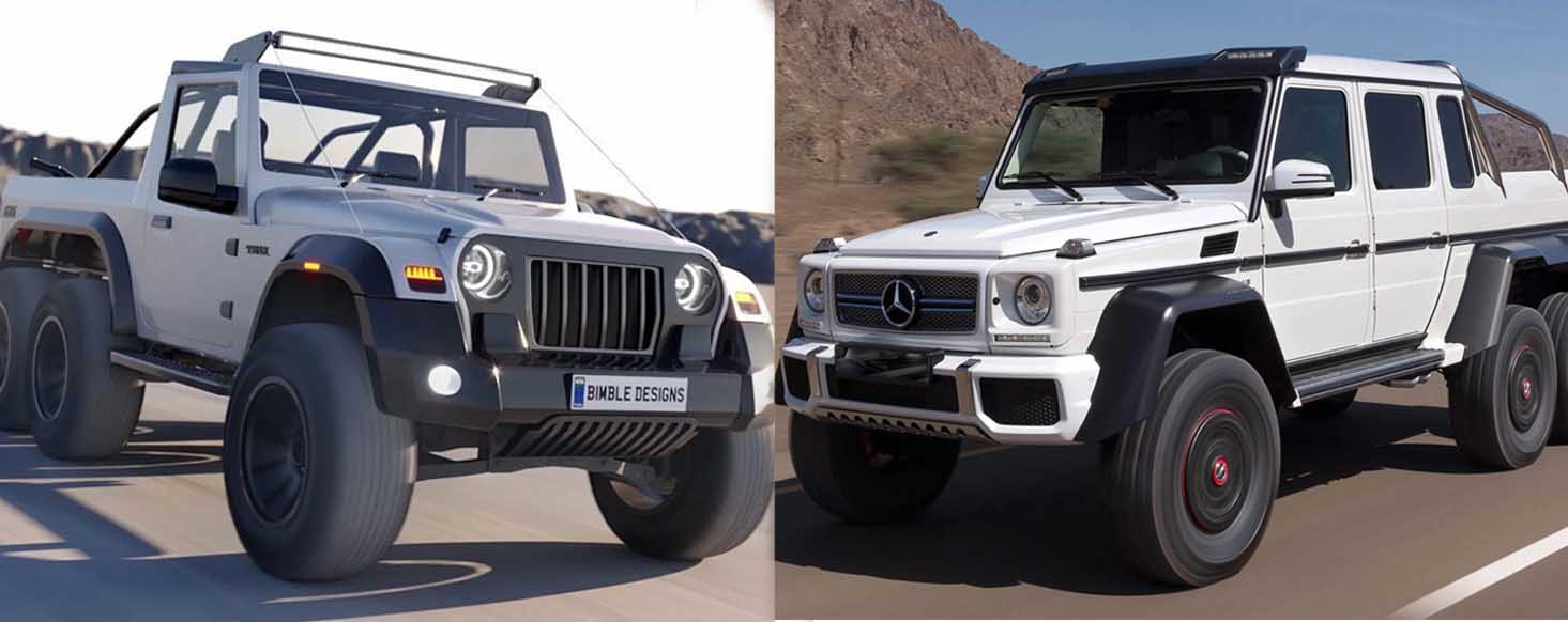 mahindra thar 6x6 mercedes g wagon 6x6 comparison