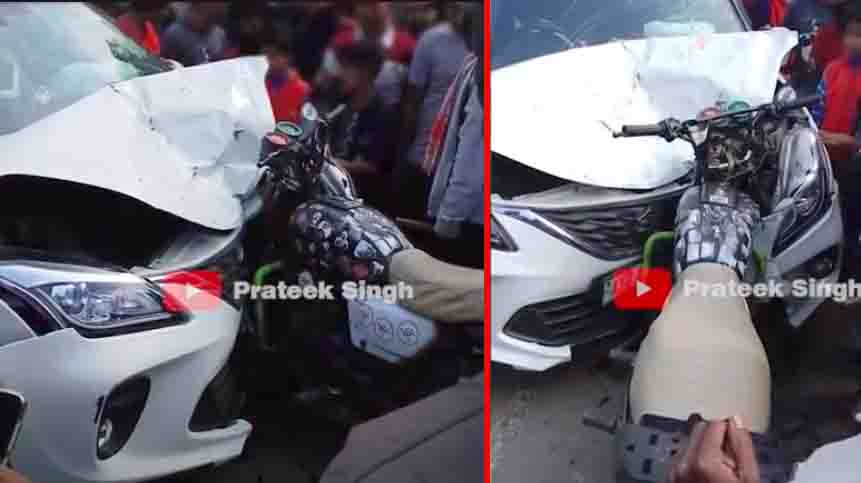 maruti baleno hero splendor accident