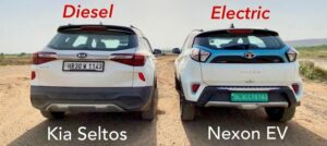 Kia Seltos Diesel Vs Tata Nexon Electric Car Drag Race