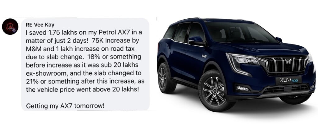 Mahindra Xuv700 Ax7 Got Rs 175 Lakh Costlier in 2 Days Details Car Blog India Mahindra Xuv700 Ax7 Got Rs 175 Lakh Costlier in 2 Days Details