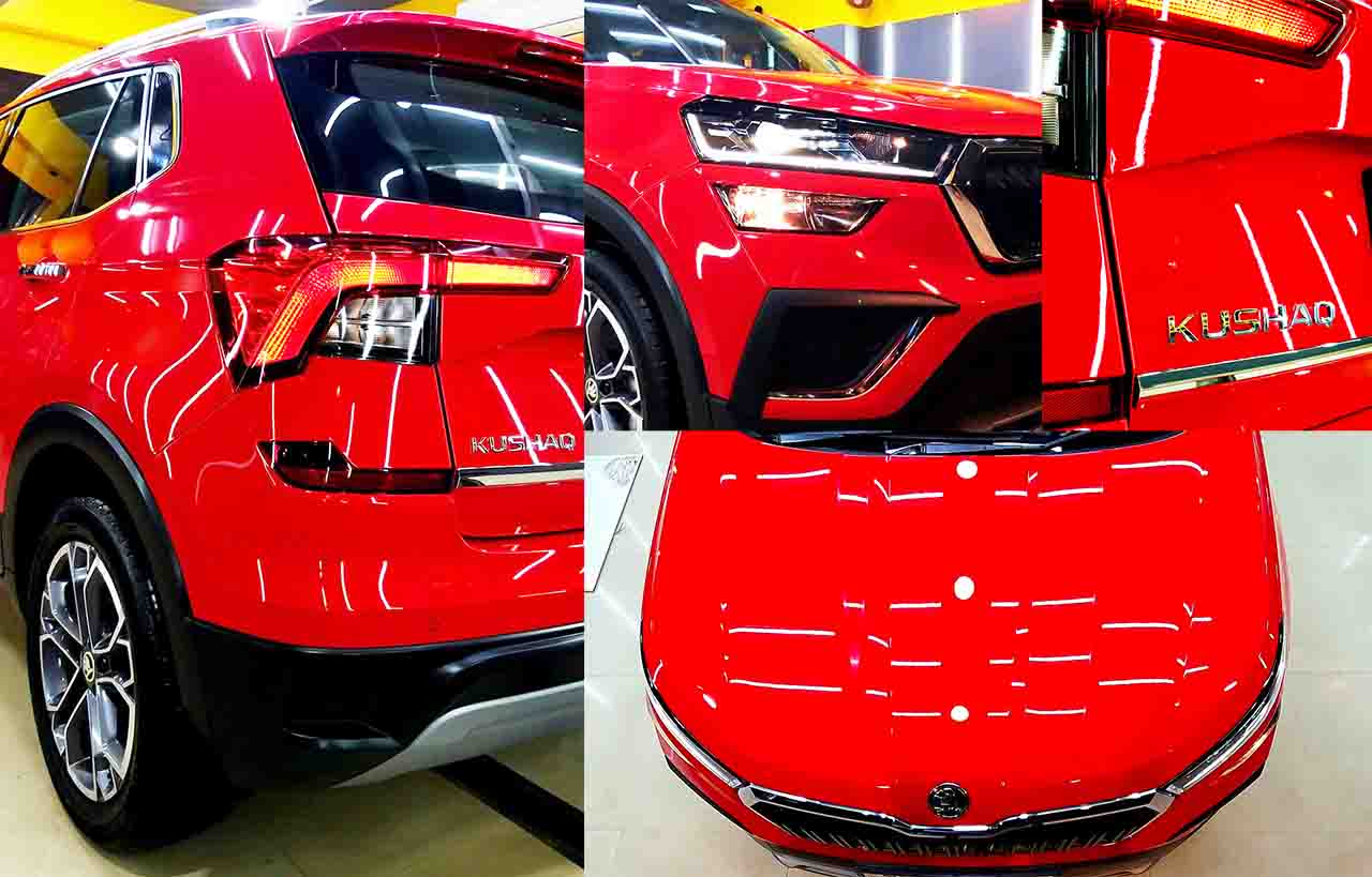 skoda kushaq ceramic coating red front