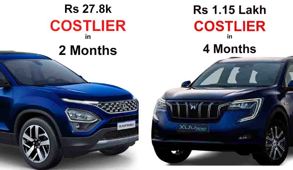 tata safari vs mahindra xuv700 price hike