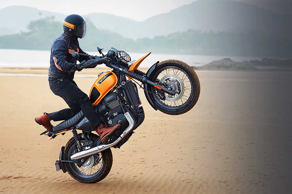 yezdi scrambler wheelie official image