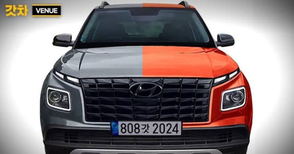 2022 hyundai venue facelift front grey orange