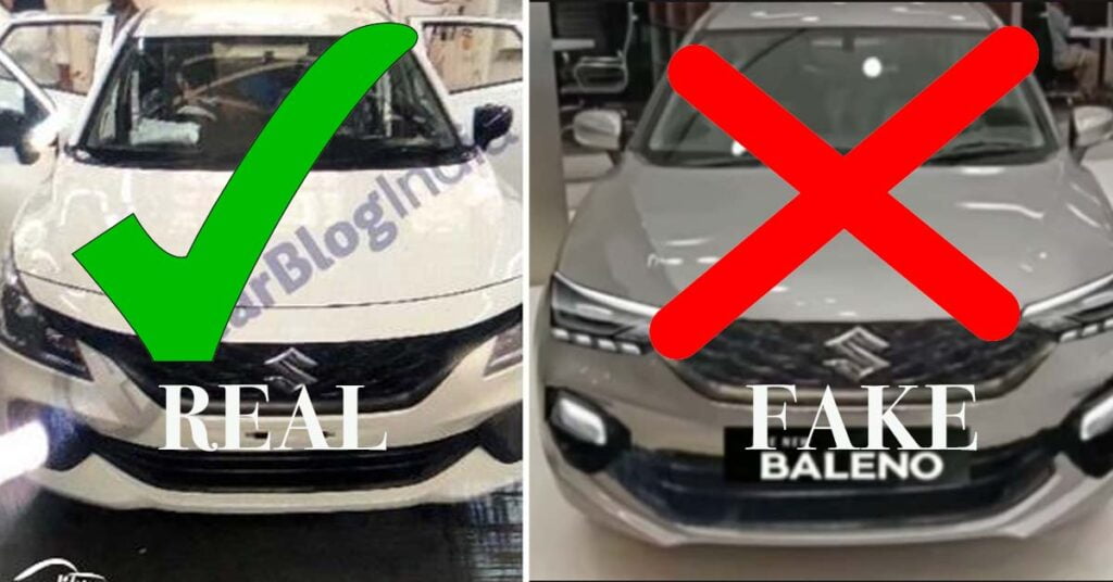 2022 maruti baleno rear vs fake comparison