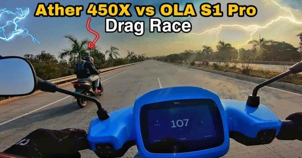 ather s1 vs ola s1 pro drag race