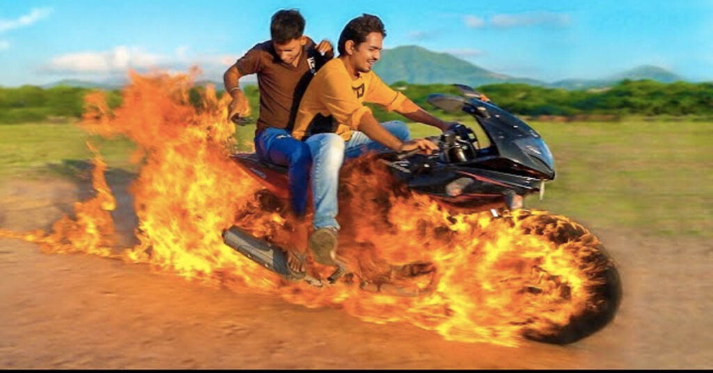 bajaj pulsar 220 ghost rider stunt