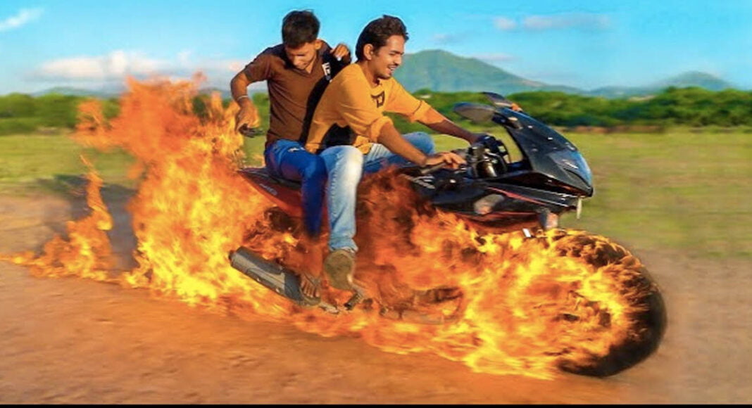 bajaj pulsar 220 ghost rider stunt