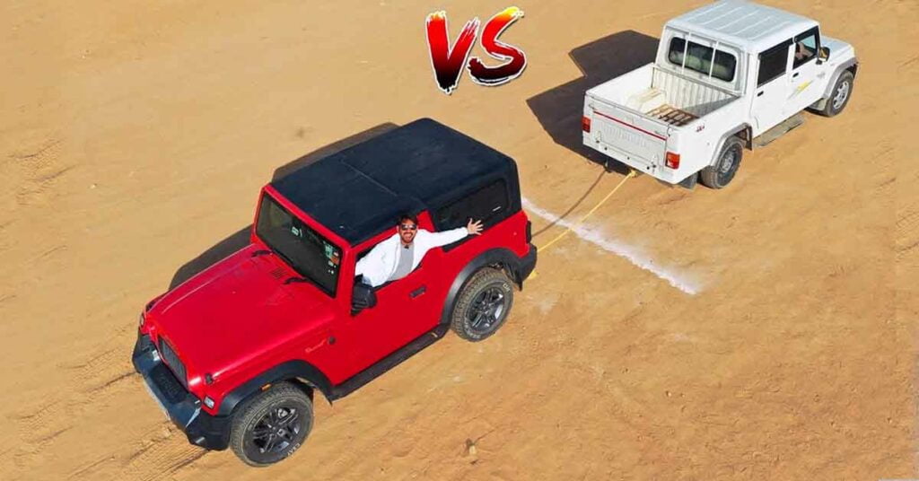 mahindra thar vs bolero camper 4x4 tug of war