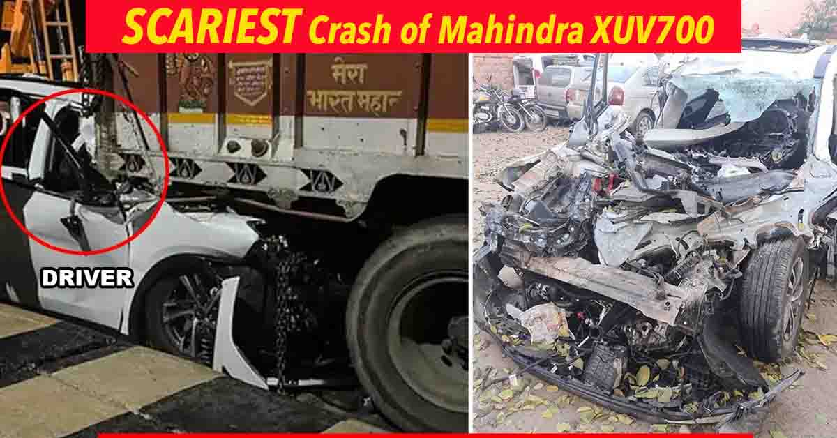 mahindra xuv700 high speed accident with truck